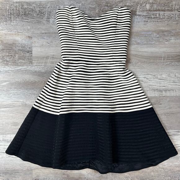 Parker Dresses & Skirts - Parker Black Ivory Strapless Silk Dress with Textured Hem Cocktail